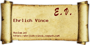 Ehrlich Vince névjegykártya